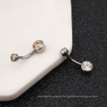 ASTM F136 Titanium Belly Button Clear Zircon Bezel Piercing Navel Ring Body Jewelry